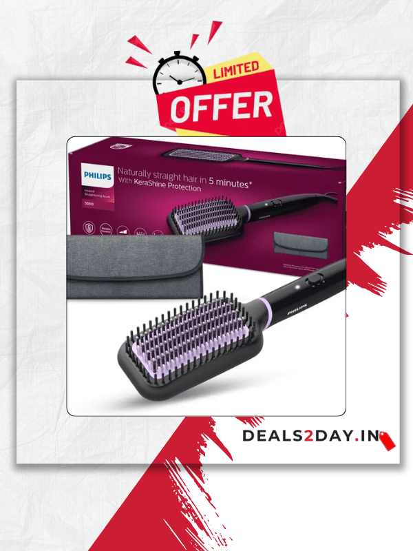 PHILIPS  Hair Straightener Brush  (Black)