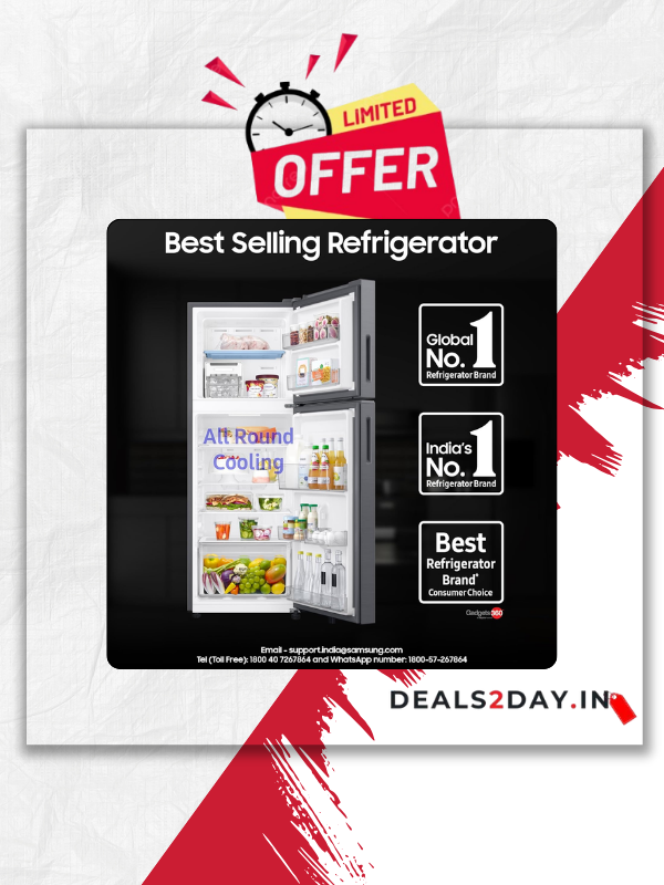 Samsung 236 L, 3 Star, Digital Inverter Frost Free Double Door Refrigerator