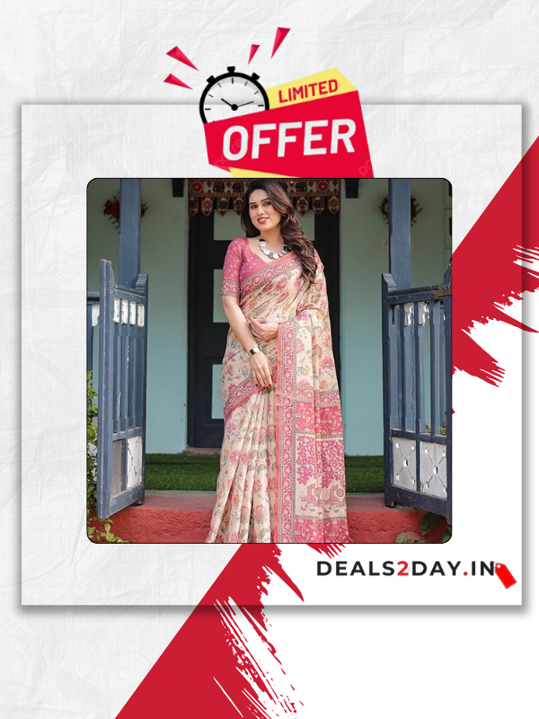Women's Floral Printed Handloom Cotton Silk Saree